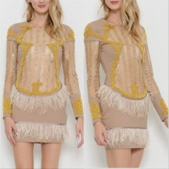 Feather, Bead and Glitter oh my, Embellished Mini Dress - Picture 2 of 3